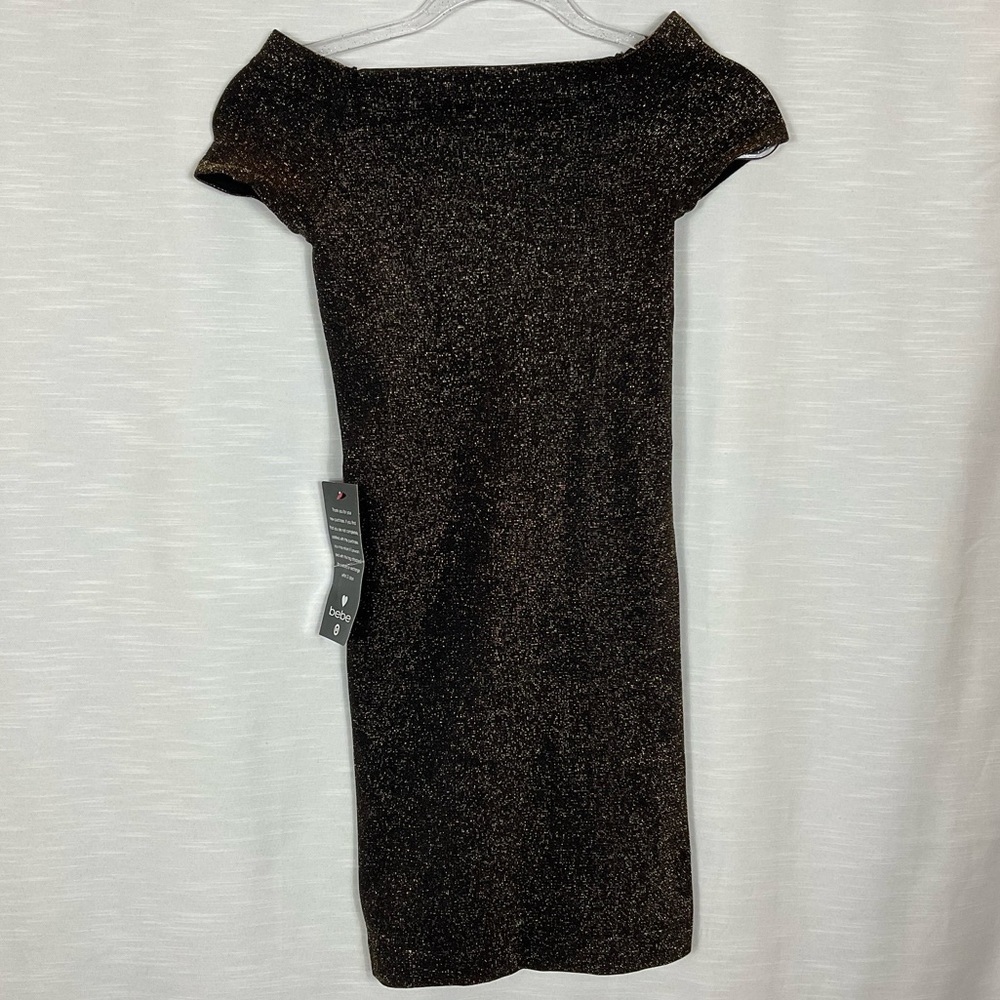 Bebe - black and gold sparkle bodycon dress